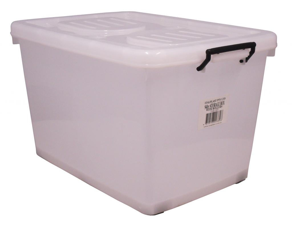 90 Litre Storage Box with Lid & Rollers